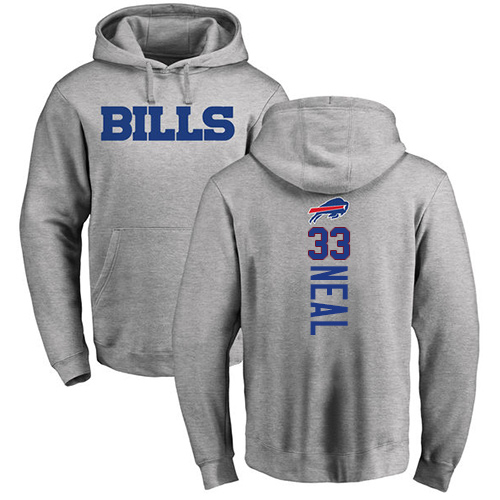 Men NFL Buffalo Bills 33 Siran Neal Ash Backer Pullover Hoodie Sweatshirt